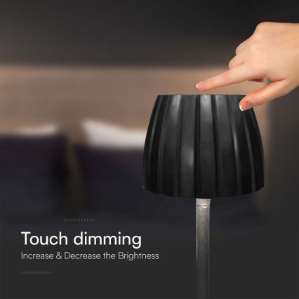 LED himmennettävä ladattava kosketuspöytävalaisin LED/2,7W/5V 3000/4000/6000K 1800 mAh musta