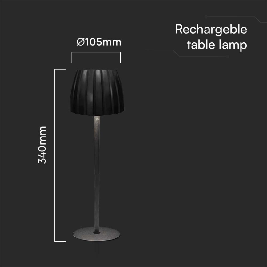 LED himmennettävä ladattava kosketuspöytävalaisin LED/2,7W/5V 3000/4000/6000K 1800 mAh musta