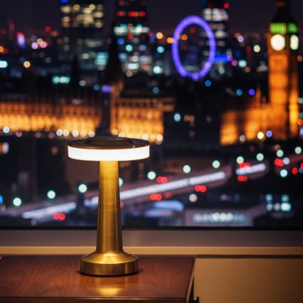 Himennettävä ladattava pöytälamppu LONDON LED/2W/5V 2700K/4000K/6500K 400 mAh kultainen