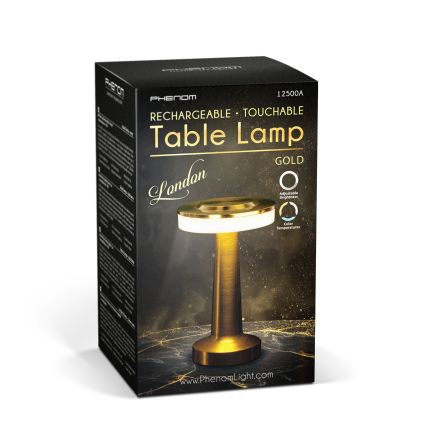 Himennettävä ladattava pöytälamppu LONDON LED/2W/5V 2700K/4000K/6500K 400 mAh kultainen