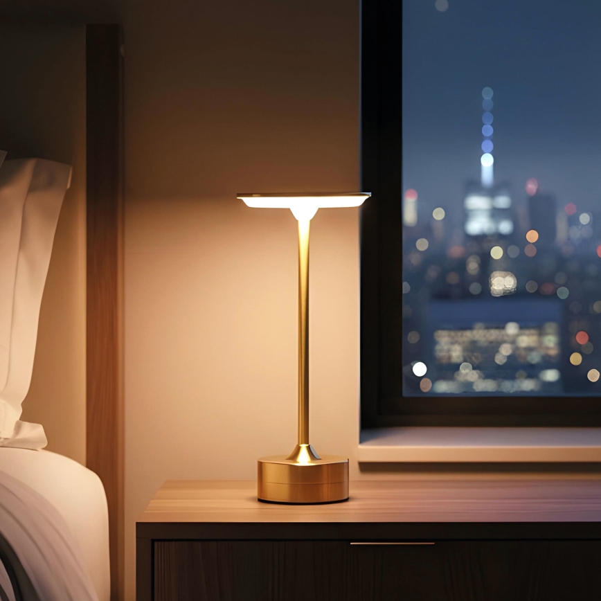 Himmennettävä ladattava LED-pöytävalaisin NEW YORK LED/1,8W/5V 2700K/4000K/6500K 1200 mAh kultainen