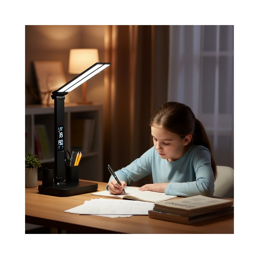 Himmennettävä ladattava LED-pöytälamppu NOBLITE P LED/5W/5V 3000/4000/6000K 2200 mAh musta