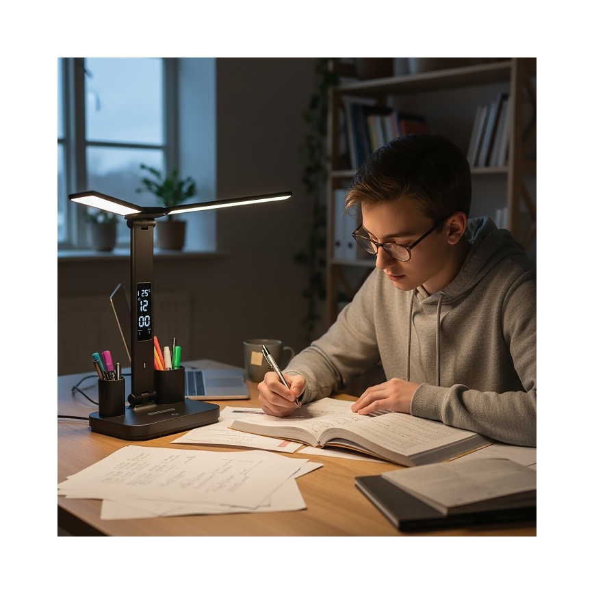 Himmennettävä ladattava LED-pöytälamppu NOBLITE P LED/5W/5V 3000/4000/6000K 2200 mAh musta
