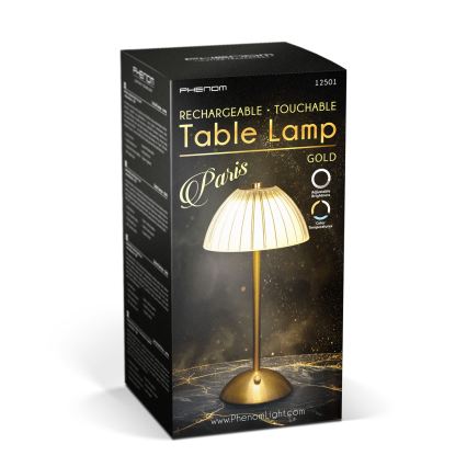 LED himmennettävä ladattava pöytälamppu PARIS LED/2W/5V 2700K/4000K/6500K 800 mAh kultainen