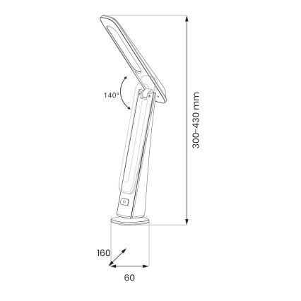 Himennettävä ladattava LED-pöytälamppu TOP 4W/5V 1800 mAh 3000/4000/5000K ruskea/musta