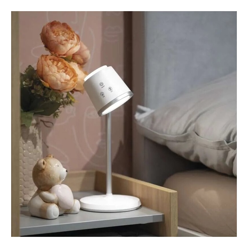 LED himmennettävä ladattava pöytävalaisin 4-in-1 LED/6W/3,7V 3000K/4000K/6500K 1500mAh valkoinen