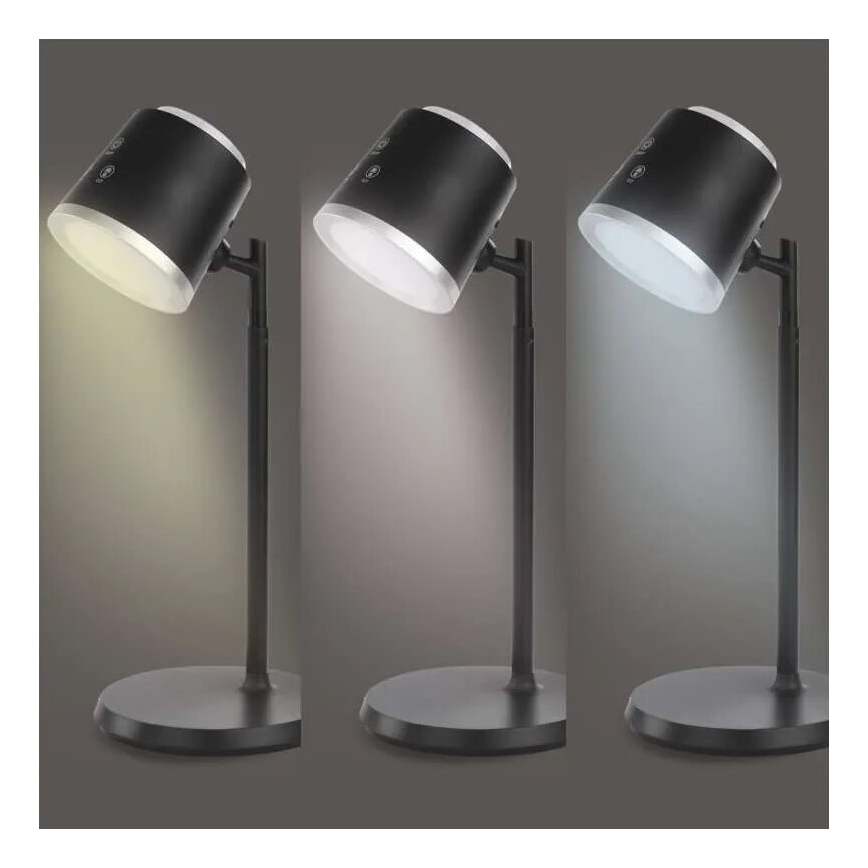 LED himmennettävä ladattava pöytävalaisin 4-in-1 LED/6W/3,7V 3000K/4000K/6500K 1500mAh musta