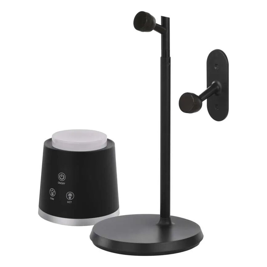 LED himmennettävä ladattava pöytävalaisin 4-in-1 LED/6W/3,7V 3000K/4000K/6500K 1500mAh musta