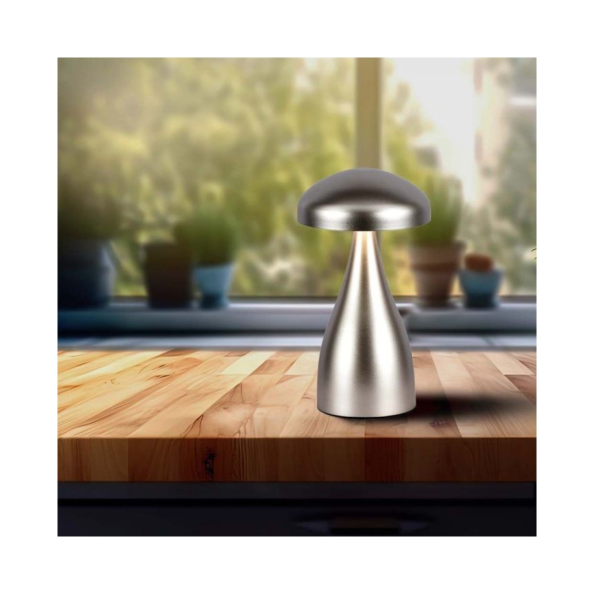 LED himmennettävä ladattava kosketuspöytävalaisin LED/1W/5V 3000-6000K 1800 mAh hopea