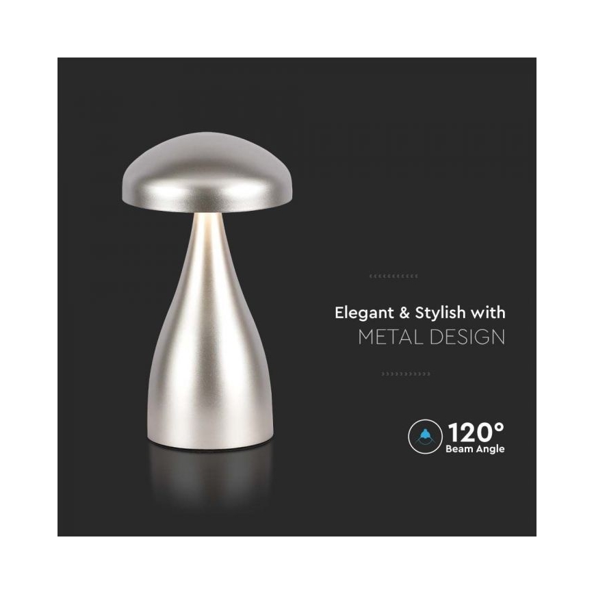 LED himmennettävä ladattava kosketuspöytävalaisin LED/1W/5V 3000-6000K 1800 mAh hopea