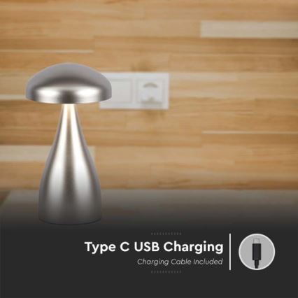 LED himmennettävä ladattava kosketuspöytävalaisin LED/1W/5V 3000-6000K 1800 mAh hopea