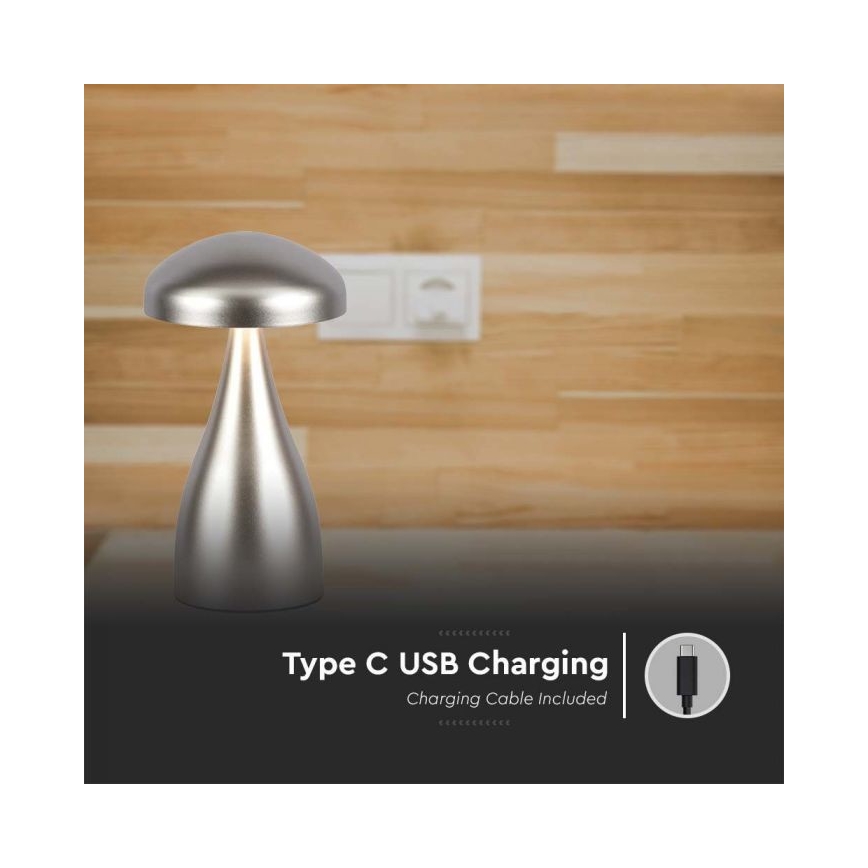 LED himmennettävä ladattava kosketuspöytävalaisin LED/1W/5V 3000-6000K 1800 mAh hopea