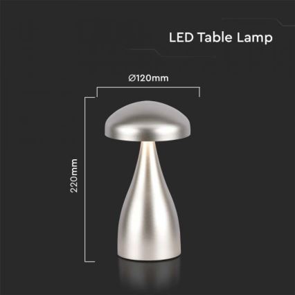 LED himmennettävä ladattava kosketuspöytävalaisin LED/1W/5V 3000-6000K 1800 mAh hopea