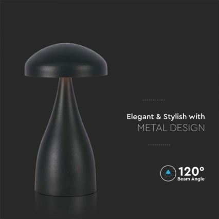 LED himmennettävä ladattava kosketuspöytävalaisin LED/1W/5V 3000-6000K 1800 mAh musta