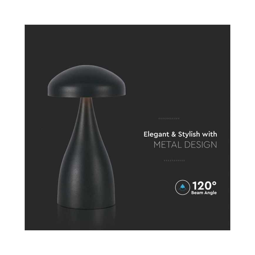 LED himmennettävä ladattava kosketuspöytävalaisin LED/1W/5V 3000-6000K 1800 mAh musta