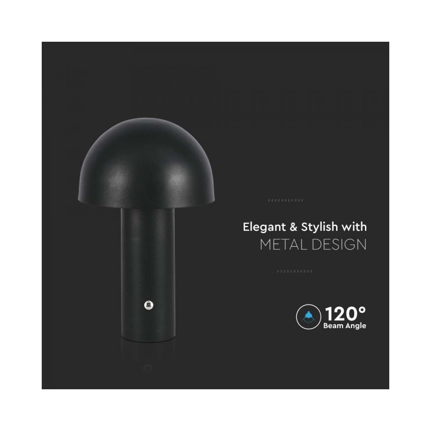 LED himmennettävä ladattava kosketuspöytävalaisin LED/1W/5V 3000-6000K 1800 mAh musta