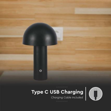 LED himmennettävä ladattava kosketuspöytävalaisin LED/1W/5V 3000-6000K 1800 mAh musta