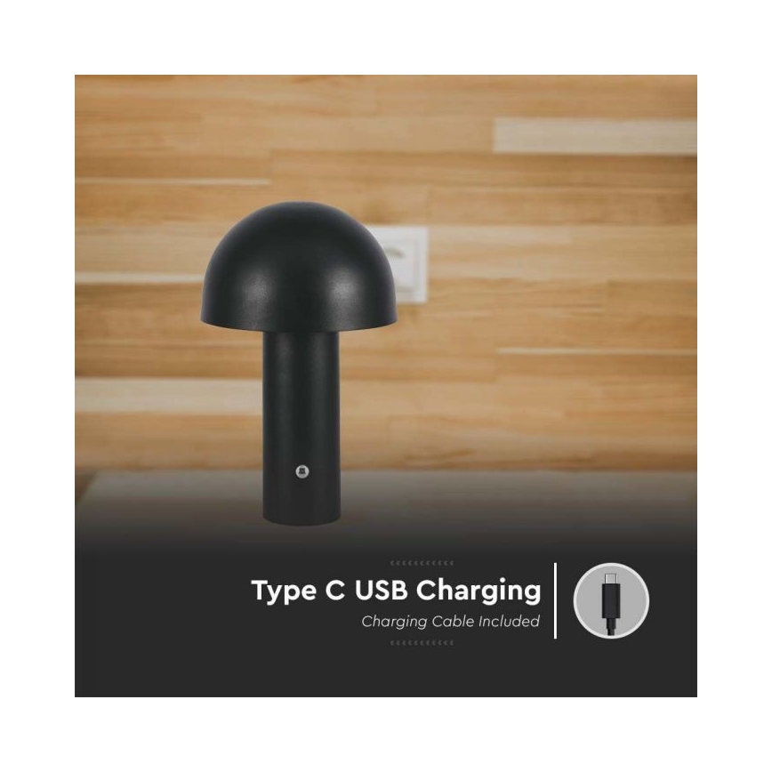 LED himmennettävä ladattava kosketuspöytävalaisin LED/1W/5V 3000-6000K 1800 mAh musta