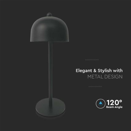 LED himmennettävä ladattava kosketuspöytävalaisin LED/1W/5V 3000-6000K 1800 mAh musta