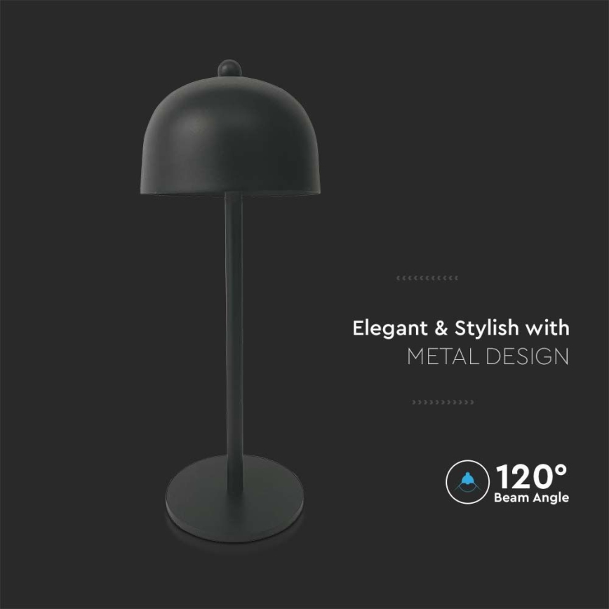 LED himmennettävä ladattava kosketuspöytävalaisin LED/1W/5V 3000-6000K 1800 mAh musta