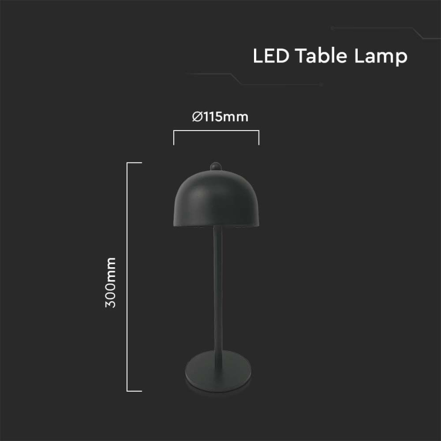 LED himmennettävä ladattava kosketuspöytävalaisin LED/1W/5V 3000-6000K 1800 mAh musta