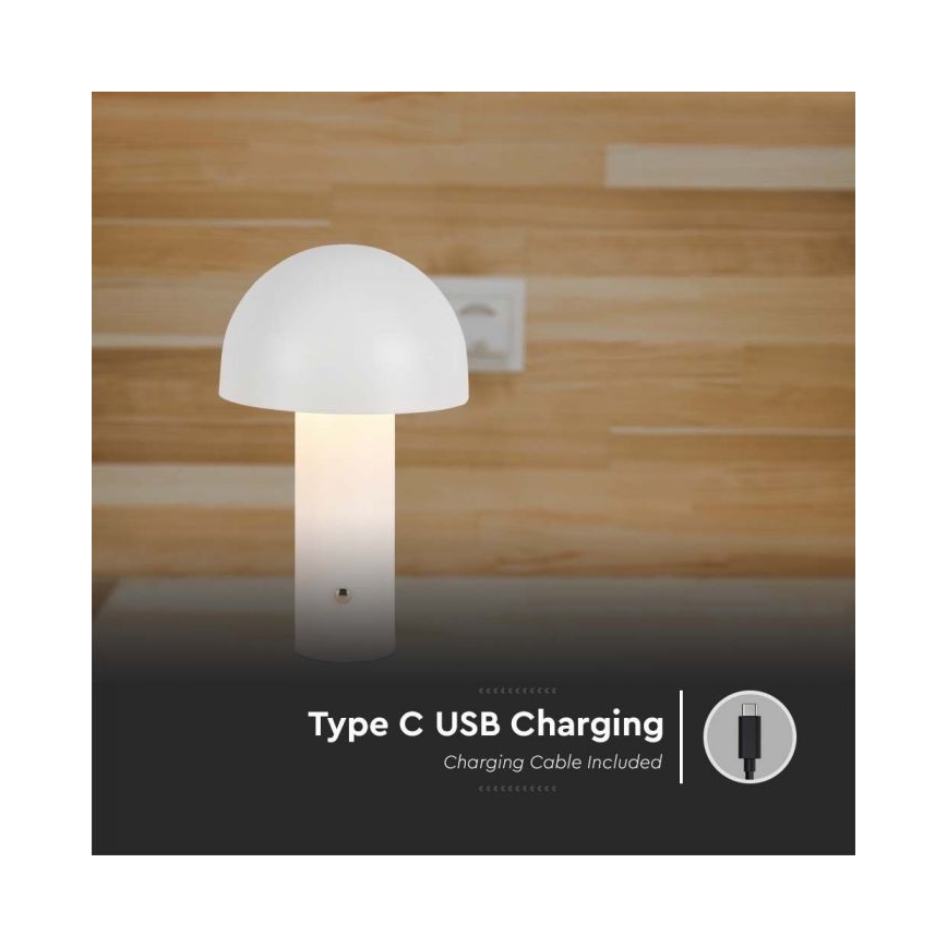 LED himmennettävä ladattava kosketuspöytävalaisin LED/1W/5V 3000-6000K 1800 mAh valkoinen