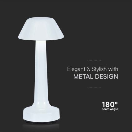 LED himmennettävä ladattava kosketuspöytävalaisin LED/1W/5V 3000-6000K 1800 mAh valkoinen