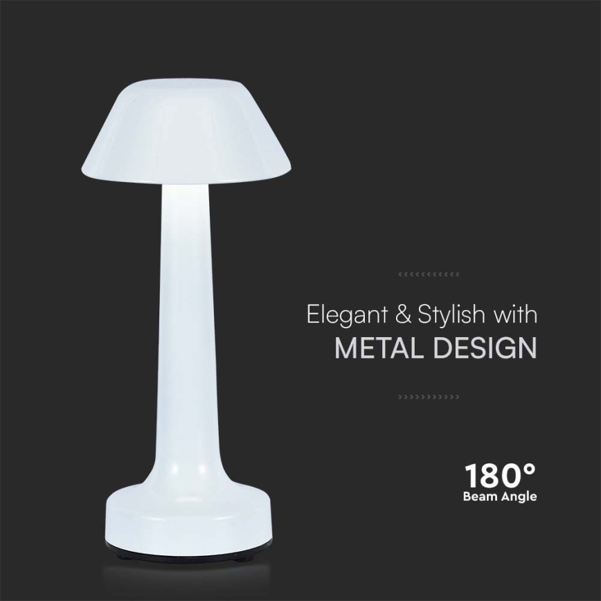 LED himmennettävä ladattava kosketuspöytävalaisin LED/1W/5V 3000-6000K 1800 mAh valkoinen