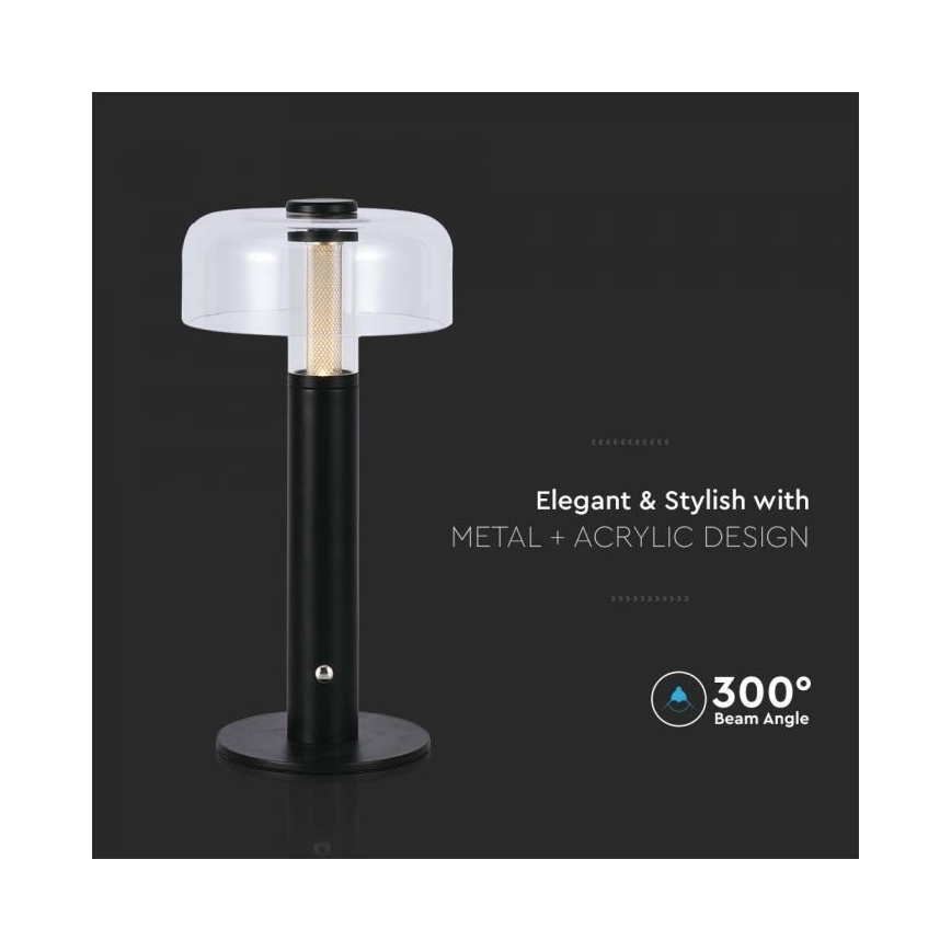 LED himmennettävä ladattava kosketuspöytälamppu LED/1W/5V 3000K 1800 mAh musta