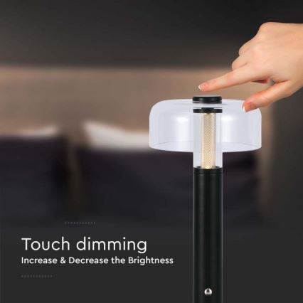 LED himmennettävä ladattava kosketuspöytälamppu LED/1W/5V 3000K 1800 mAh musta