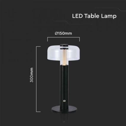 LED himmennettävä ladattava kosketuspöytälamppu LED/1W/5V 3000K 1800 mAh musta