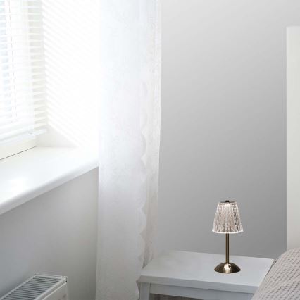 LED himmennettävä ladattava kosketuspöytälamppu LED/2,4W/5V 3000-6000K 1800 mAh kiiltävä kromi