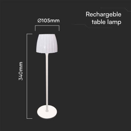 LED himmennettävä ladattava kosketuspöytälamppu LED/2,7W/5V 3000/4000/6000K 1800 mAh valkoinen