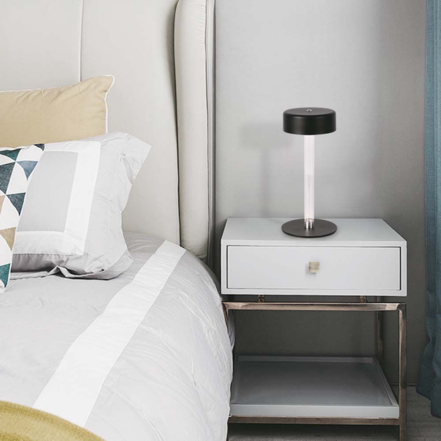 LED himmennettävä ladattava kosketuspöytälamppu LED/3W/5V 3000-6000K 2400 mAh musta