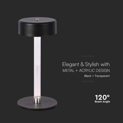 LED himmennettävä ladattava kosketuspöytälamppu LED/3W/5V 3000-6000K 2400 mAh musta