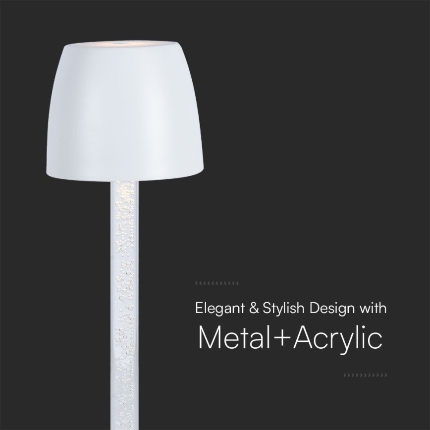 LED himmennettävä ladattava kosketuspöytälamppu LED/3W/5V 3000K 1800 mAh valkoinen