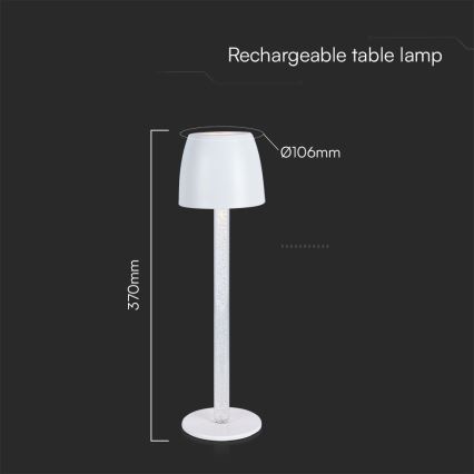 LED himmennettävä ladattava kosketuspöytälamppu LED/3W/5V 3000K 1800 mAh valkoinen