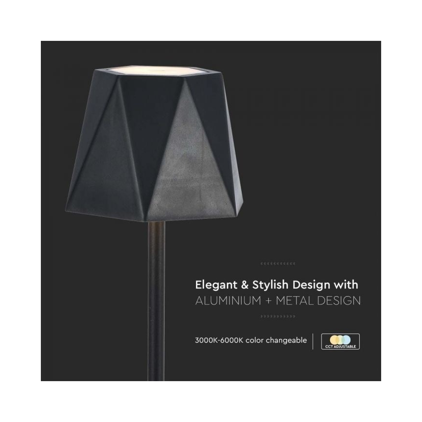 LED himmennettävä ladattava kosketuspöytälamppu LED/4W/5V 3000-6000K 1800 mAh musta