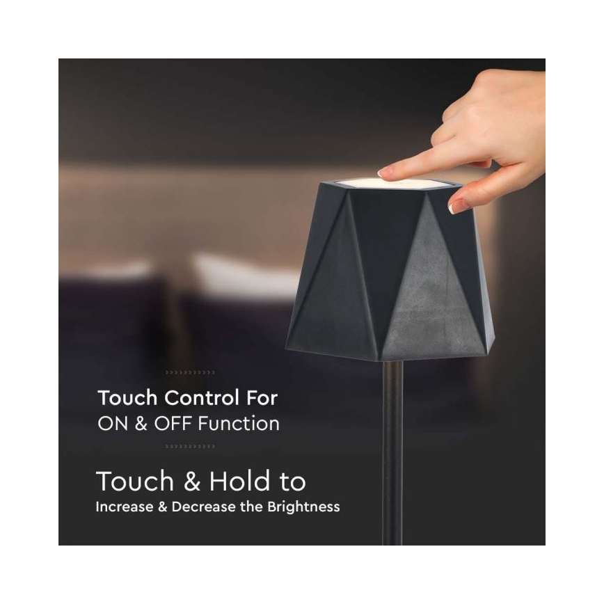 LED himmennettävä ladattava kosketuspöytälamppu LED/4W/5V 3000-6000K 1800 mAh musta
