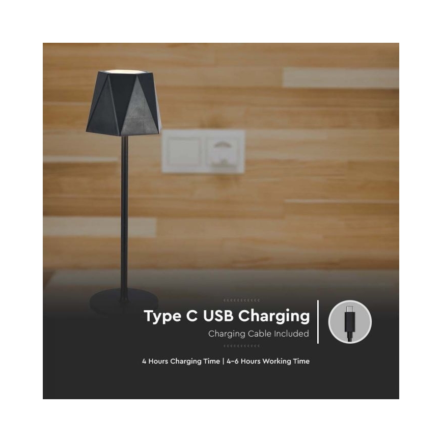 LED himmennettävä ladattava kosketuspöytälamppu LED/4W/5V 3000-6000K 1800 mAh musta