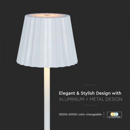 LED himmennettävä ladattava kosketusohjattu pöytävalaisin LED/4W/5V 3000-6000K 1800 mAh valkoinen