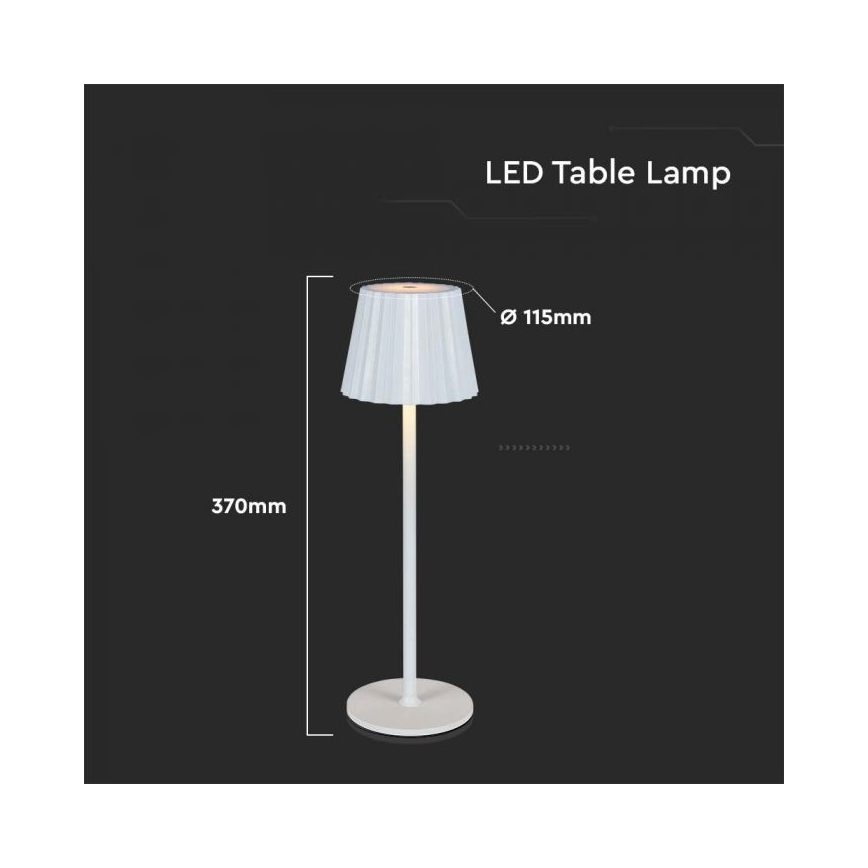 LED himmennettävä ladattava kosketusohjattu pöytävalaisin LED/4W/5V 3000-6000K 1800 mAh valkoinen