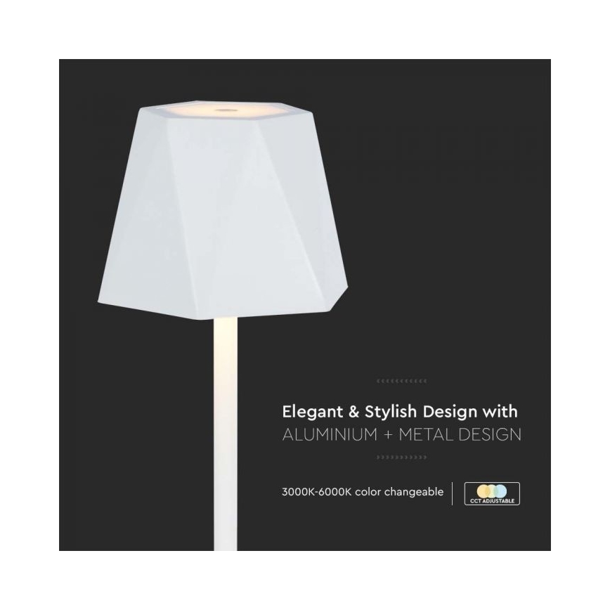 LED himmennettävä ladattava kosketusohjattu pöytävalaisin LED/4W/5V 3000-6000K 1800 mAh valkoinen