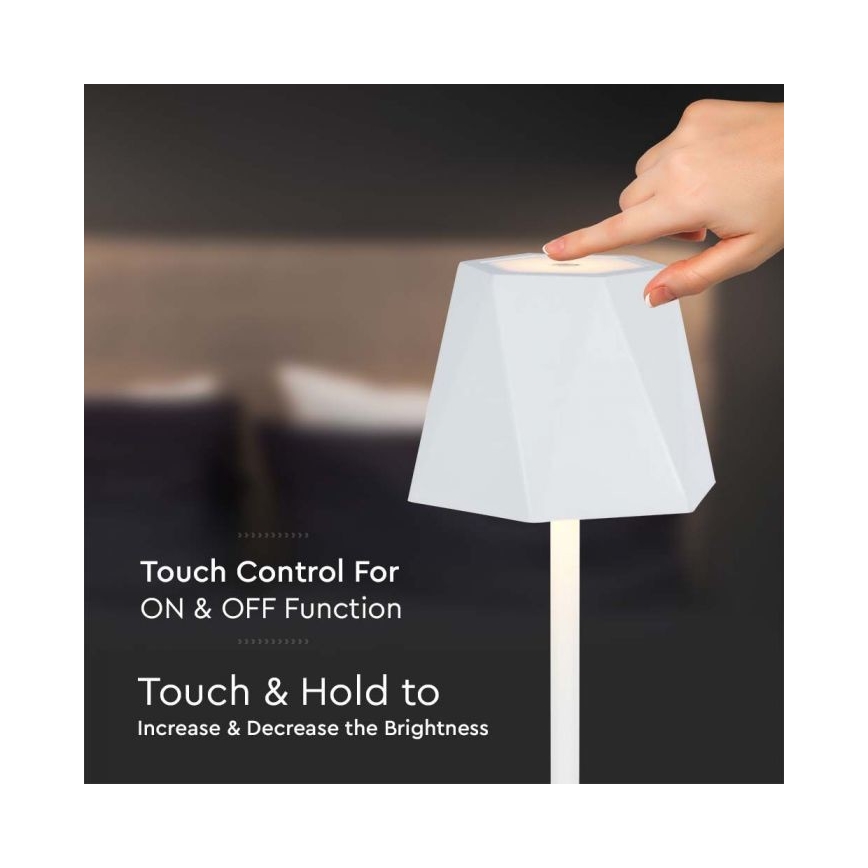 LED himmennettävä ladattava kosketusohjattu pöytävalaisin LED/4W/5V 3000-6000K 1800 mAh valkoinen