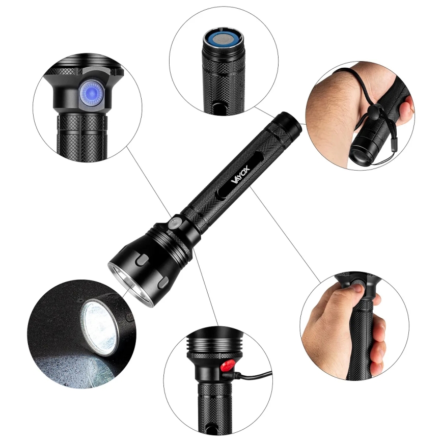 LED himmennettävä ladattava taskulamppu LED/20W/5V IPX5 1570 lm 8400 mAh