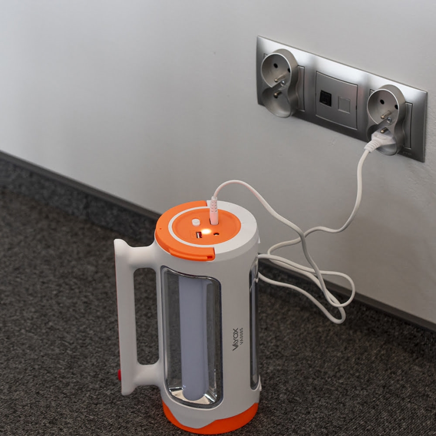 LED himmennettävä ladattava taskulamppu 2-in-1 powerbank-toiminnolla LED/5W/230V 3500 mAh