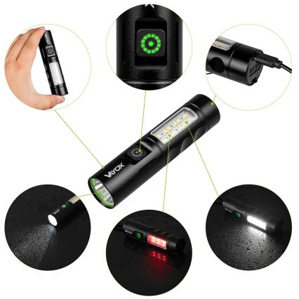 LED himmennettävä ladattava taskulamppu punaisella valolla LED/5W/5V IPX4 250 lm 2000 mAh