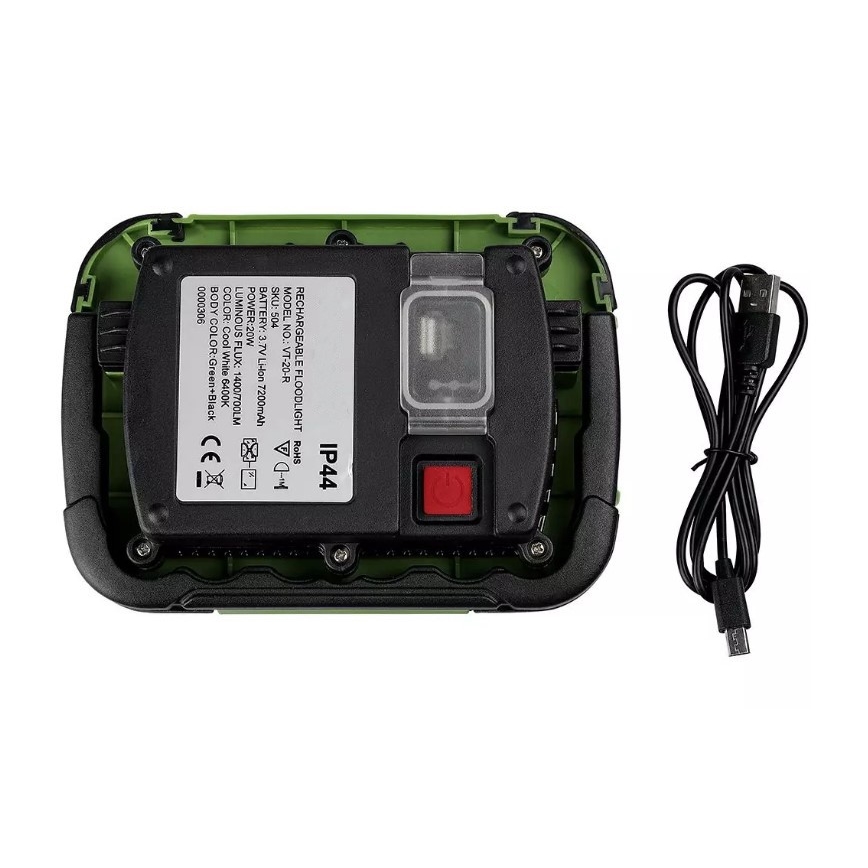 LED Himmennettävä ladattava valonheitin SAMSUNG CHIP + toiminto SOS LED/10W/3,7V/USB IP44 4000K 3600 mAh vihreä