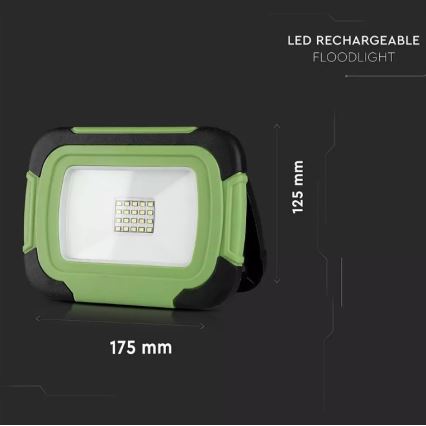 LED Himmennettävä ladattava valonheitin SAMSUNG CHIP + toiminto SOS LED/10W/3,7V/USB IP44 4000K 3600 mAh vihreä