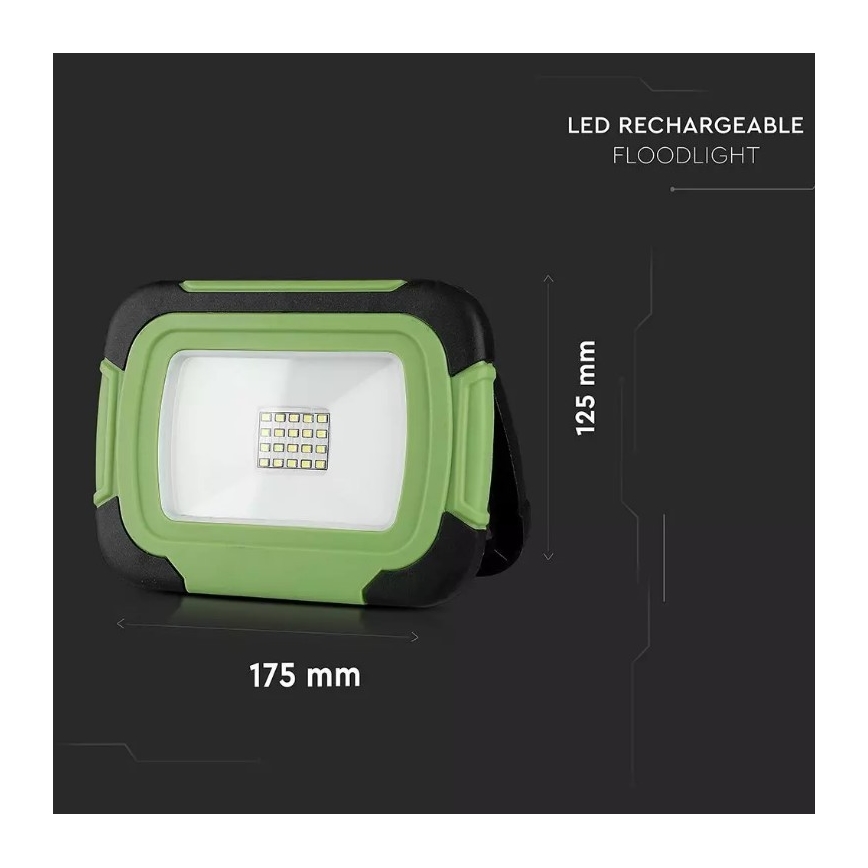 LED Himmennettävä ladattava valonheitin SAMSUNG CHIP + toiminto SOS LED/10W/3,7V/USB IP44 4000K 3600 mAh vihreä